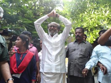 Superstar Rajinikanth wishes fans outside his house happy deepavali